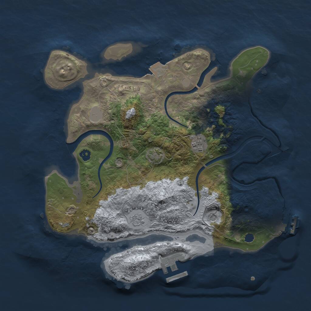 Rust Map: Procedural Map, Size: 2800, Seed: 916309144, 7 Monuments