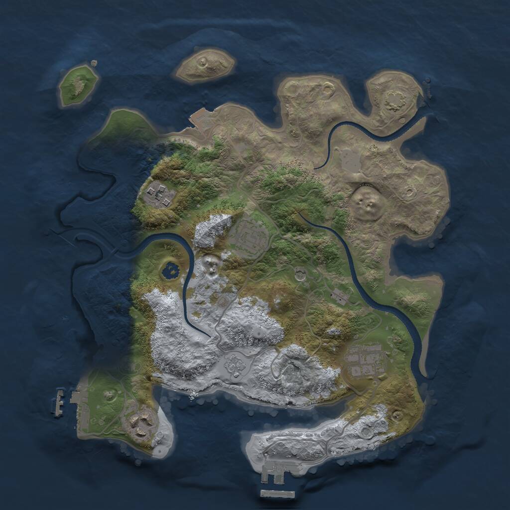 Rust Map: Procedural Map, Size: 3000, Seed: 501100, 10 Monuments