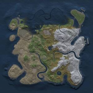 Thumbnail Rust Map: Procedural Map, Size: 3300, Seed: 4750, 11 Monuments