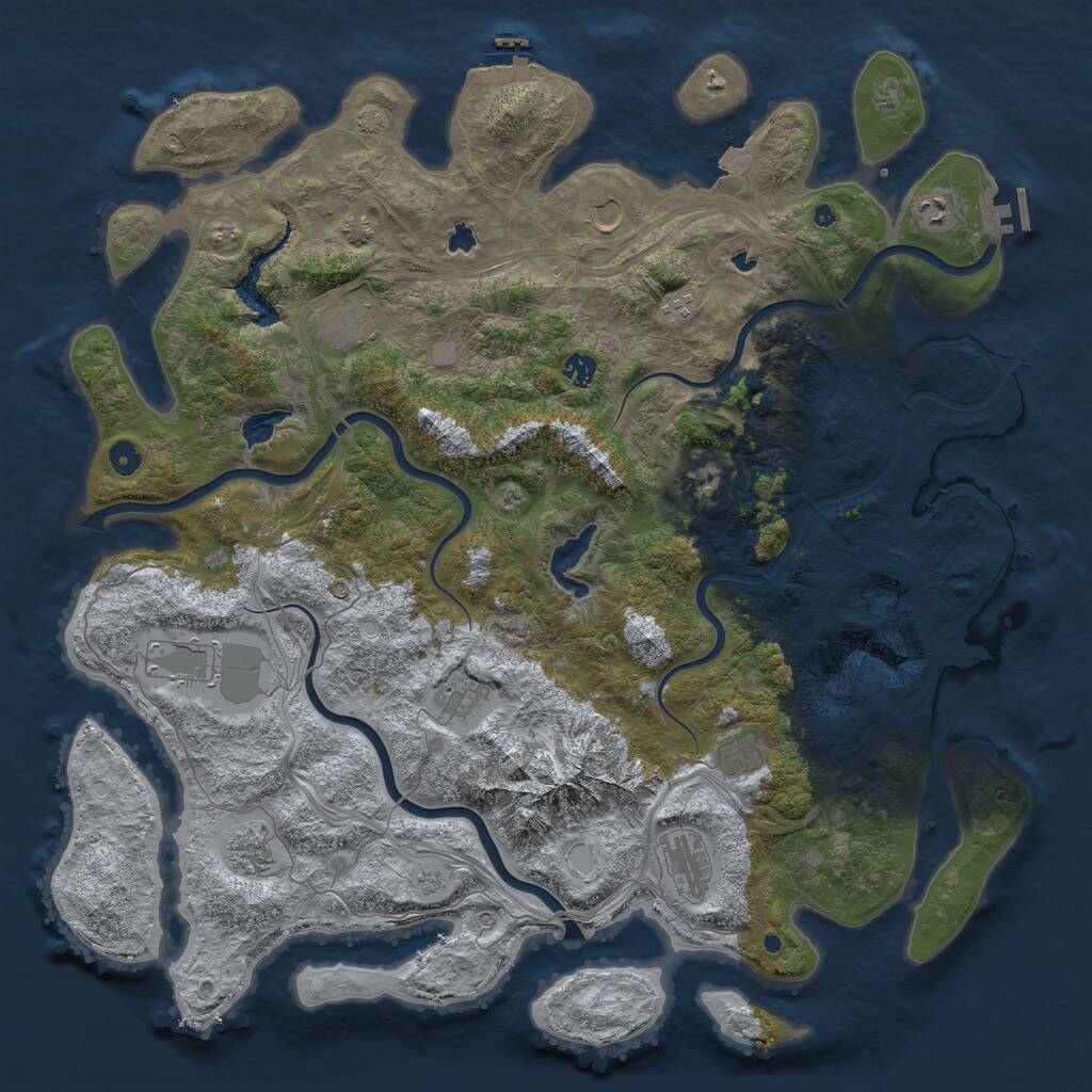 Rust Map: Procedural Map, Size: 5000, Seed: 1889364967, 17 Monuments