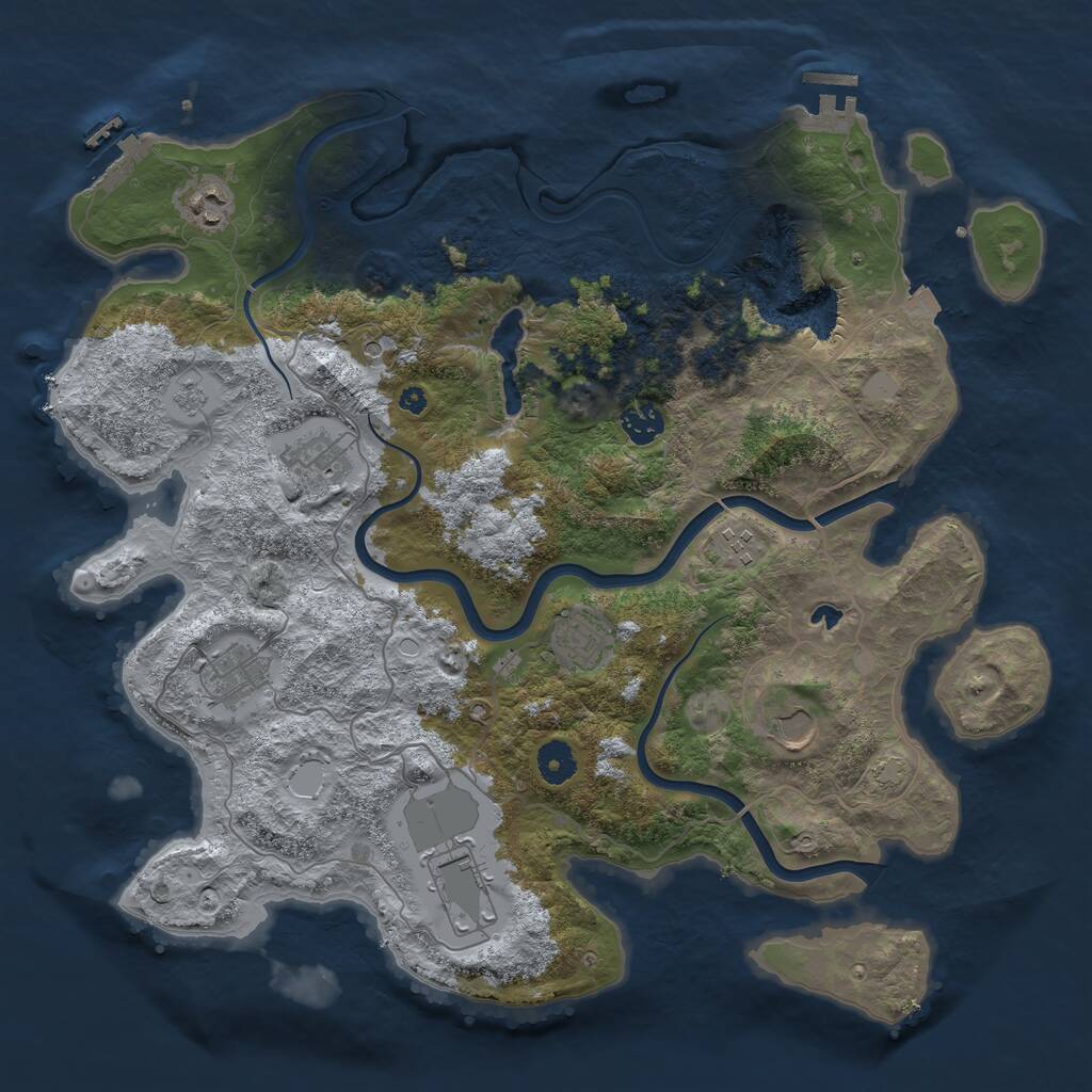 Rust Map: Procedural Map, Size: 4000, Seed: 1087053112, 14 Monuments