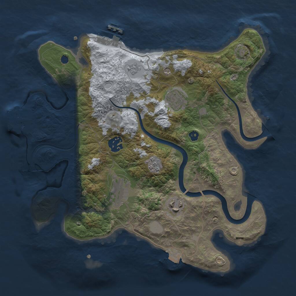 Rust Map: Procedural Map, Size: 3000, Seed: 1921425367, 11 Monuments