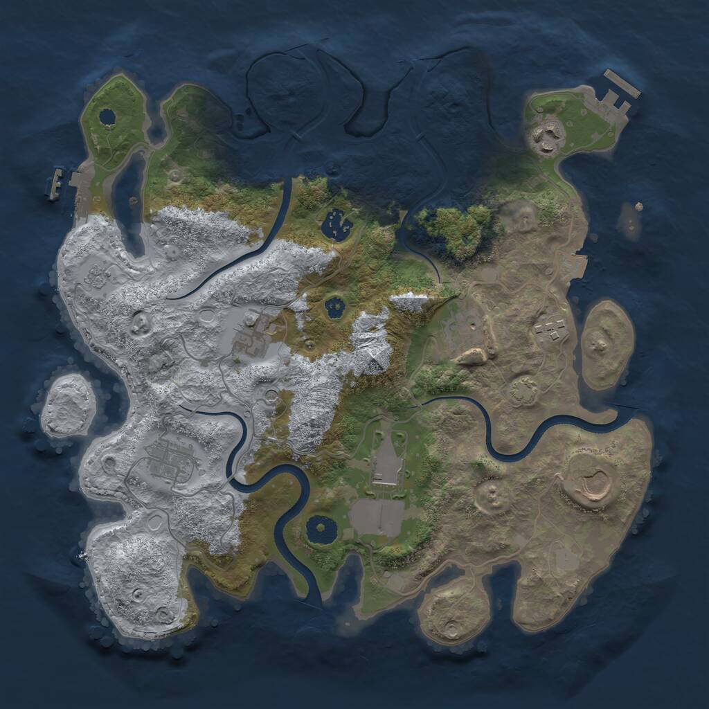 Rust Map: Procedural Map, Size: 3500, Seed: 1413478940, 14 Monuments
