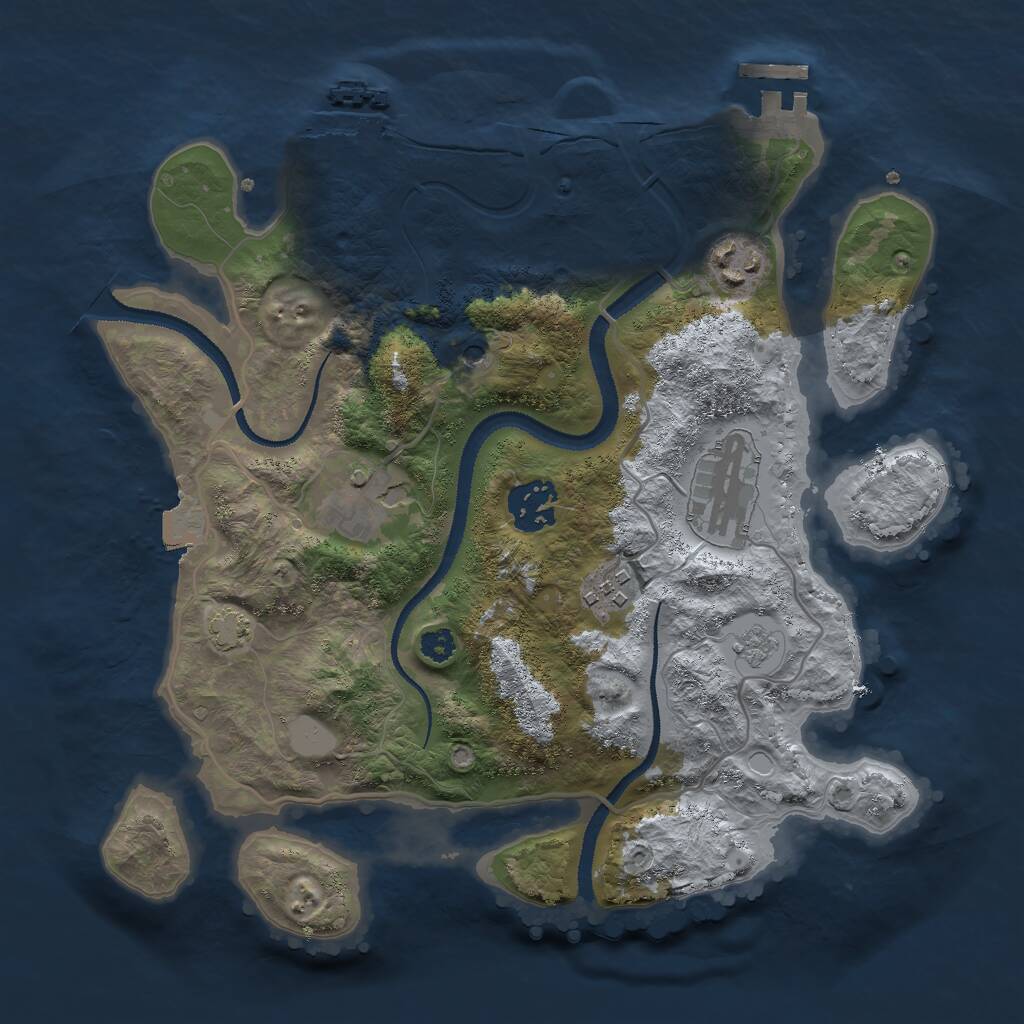 Rust Map: Procedural Map, Size: 3000, Seed: 2124217062, 11 Monuments