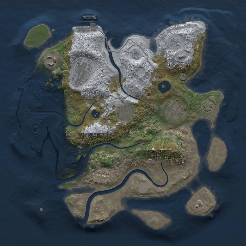 Rust Map: Procedural Map, Size: 3000, Seed: 74855, 10 Monuments