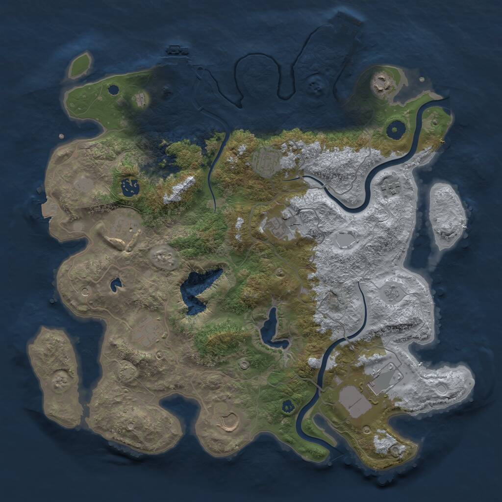 Rust Map: Procedural Map, Size: 4000, Seed: 1350194590, 15 Monuments
