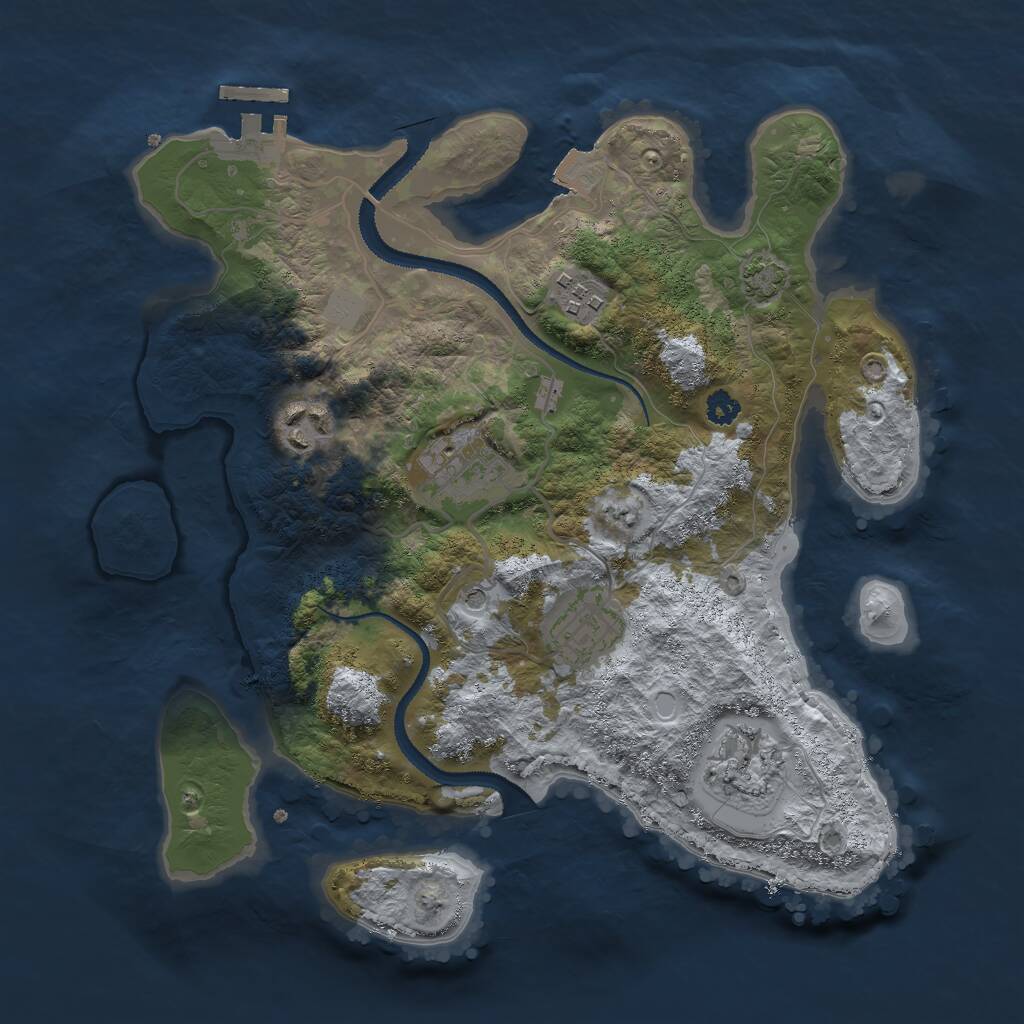 Rust Map: Procedural Map, Size: 3000, Seed: 79162, 9 Monuments