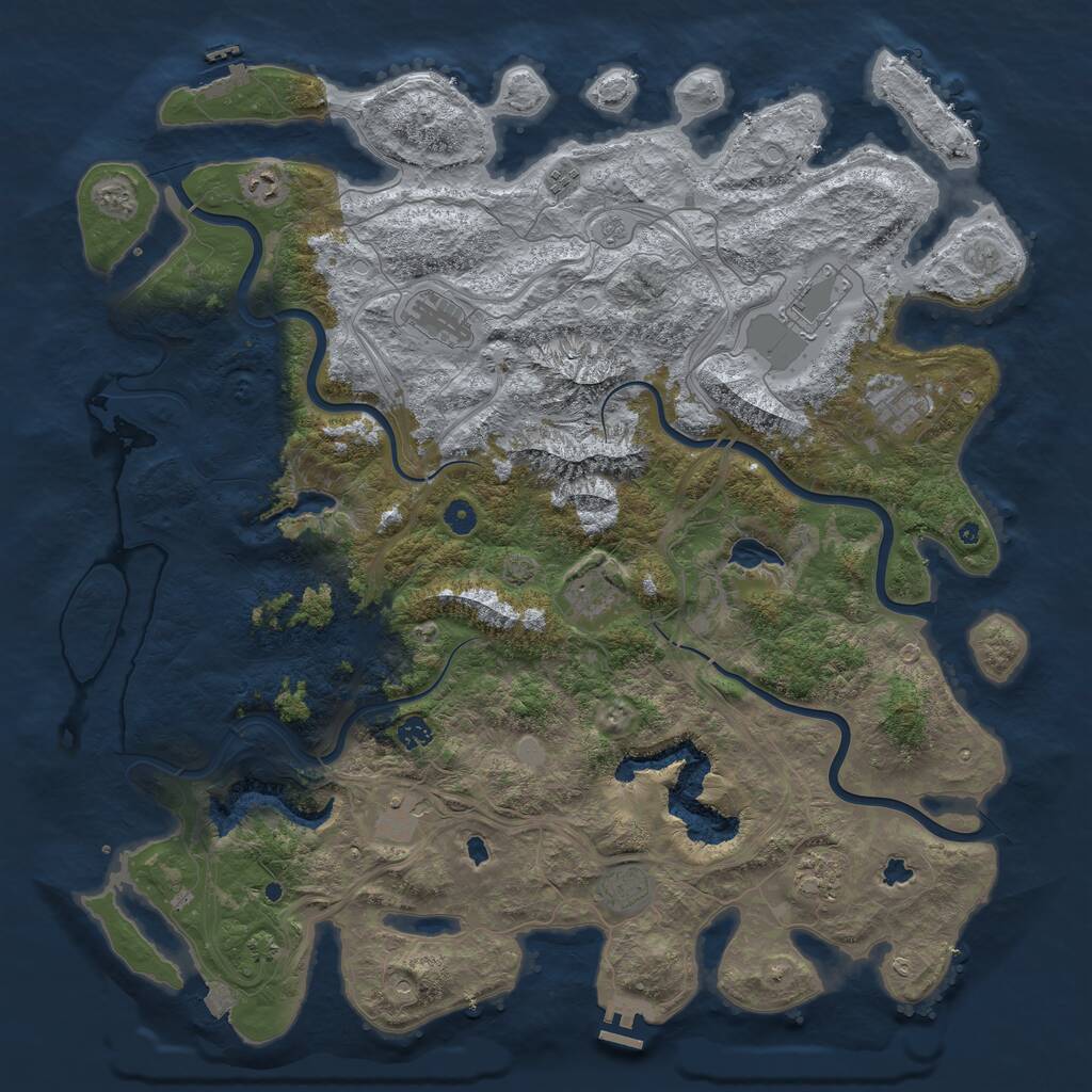 Rust Map: Procedural Map, Size: 5000, Seed: 64721369, 16 Monuments