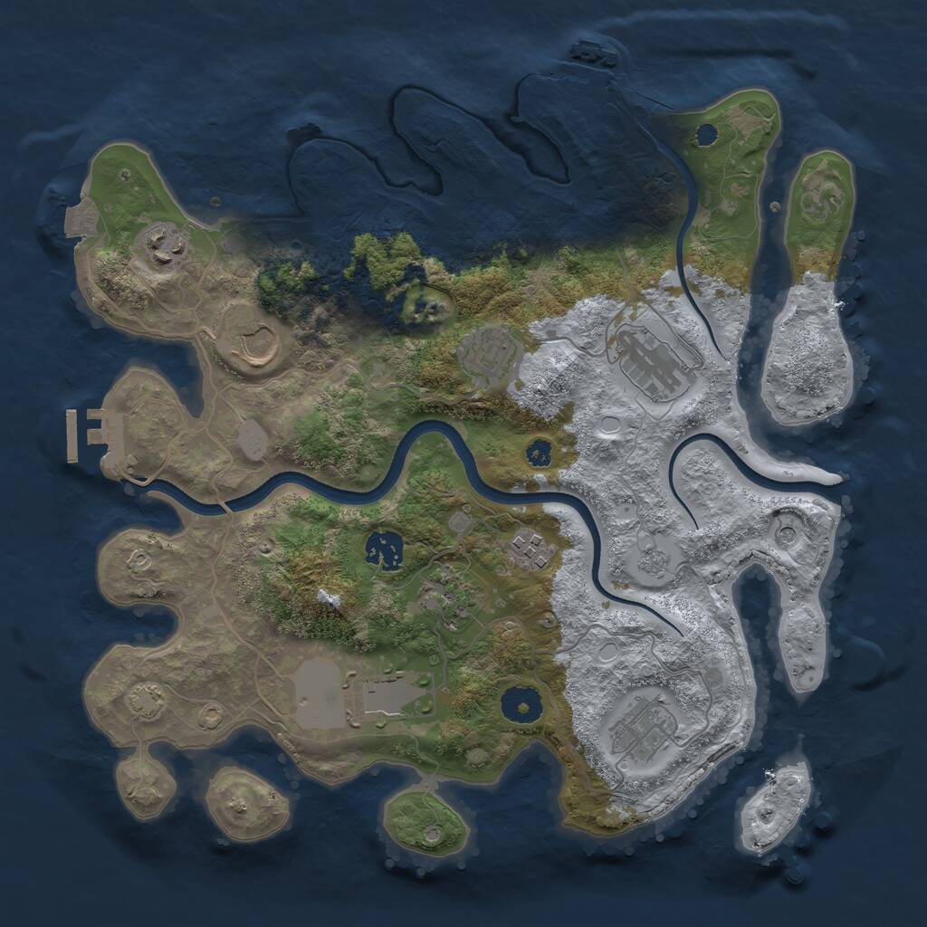 Rust Map: Procedural Map, Size: 3500, Seed: 1435703239, 15 Monuments