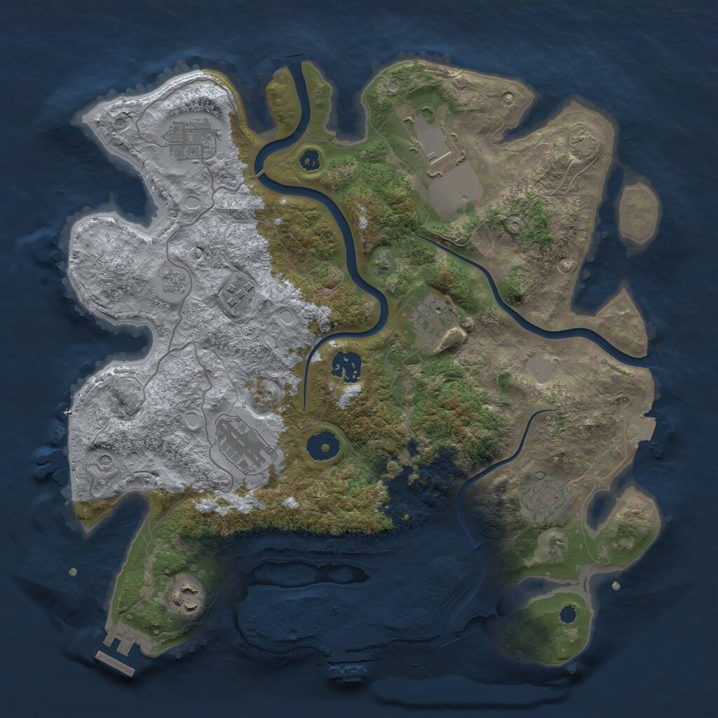 Rust Map: Procedural Map, Size: 3500, Seed: 4266, 14 Monuments