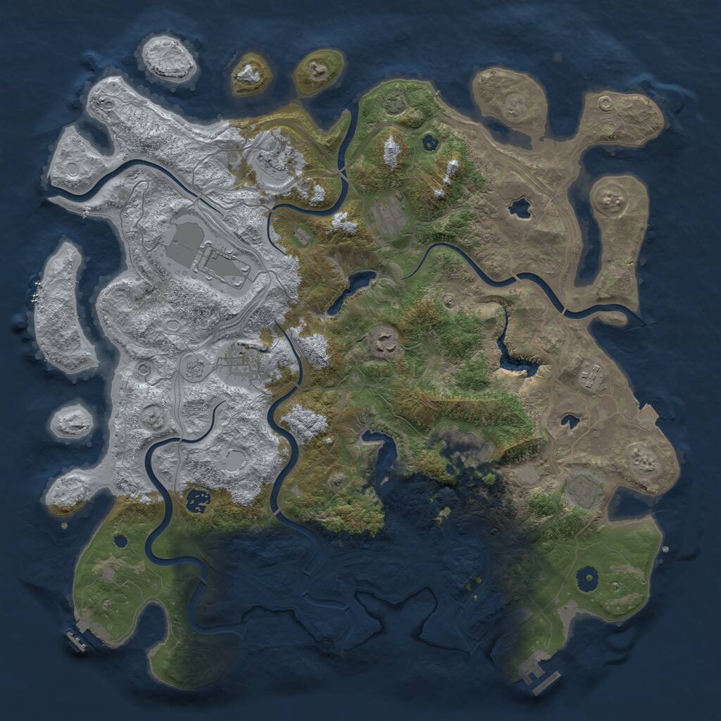 Rust Map: Procedural Map, Size: 4500, Seed: 1160979789, 15 Monuments