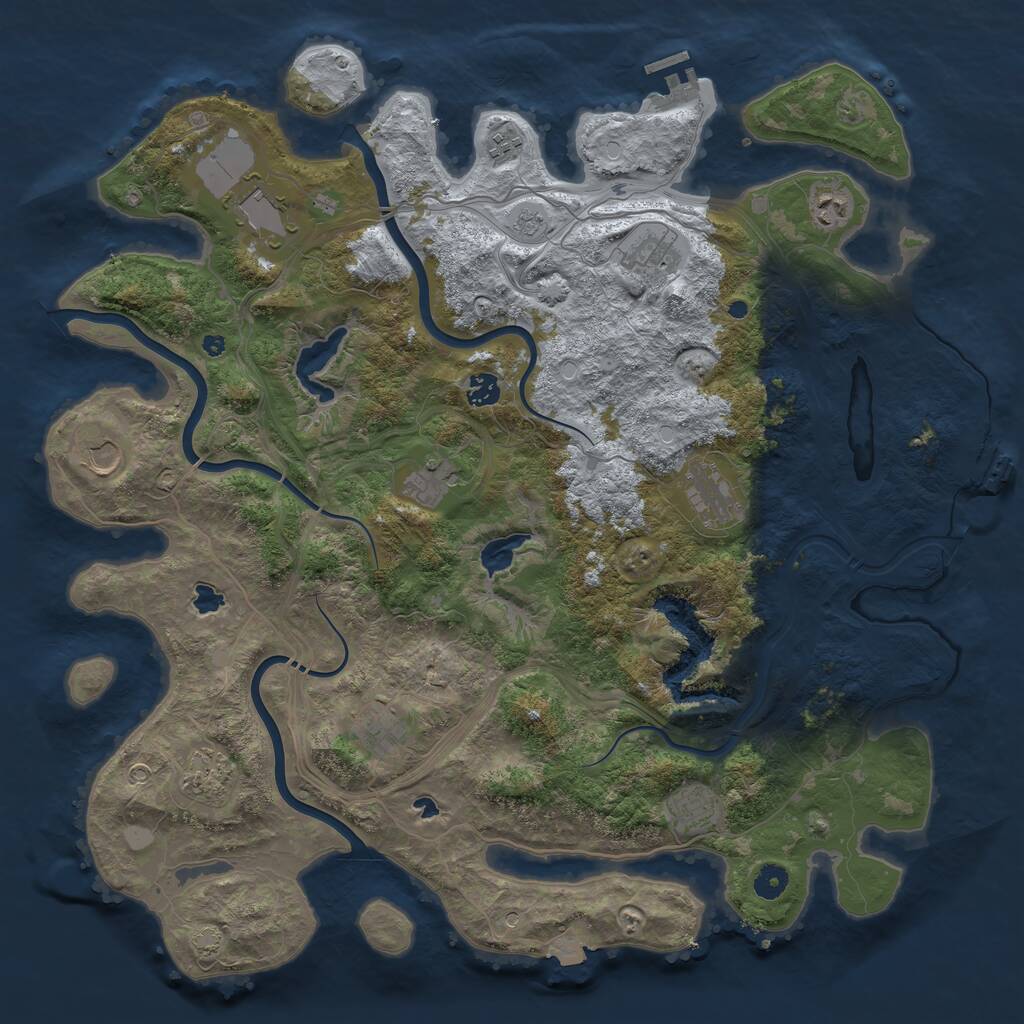 Rust Map: Procedural Map, Size: 4500, Seed: 1825739675, 17 Monuments