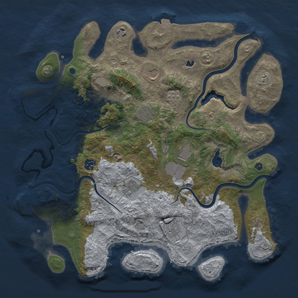 Rust Map: Procedural Map, Size: 4000, Seed: 81199, 13 Monuments