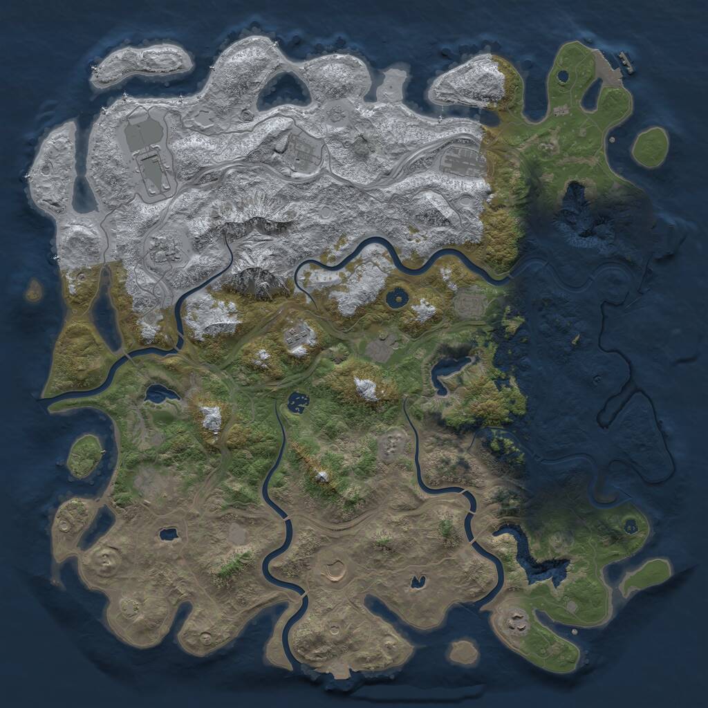 Rust Map: Procedural Map, Size: 5000, Seed: 4020, 17 Monuments