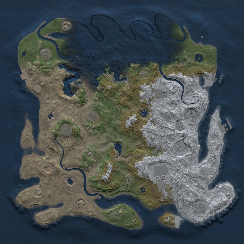 Rust Map: Procedural Map, Size: 4500, Seed: 1227890493, 17 Monuments