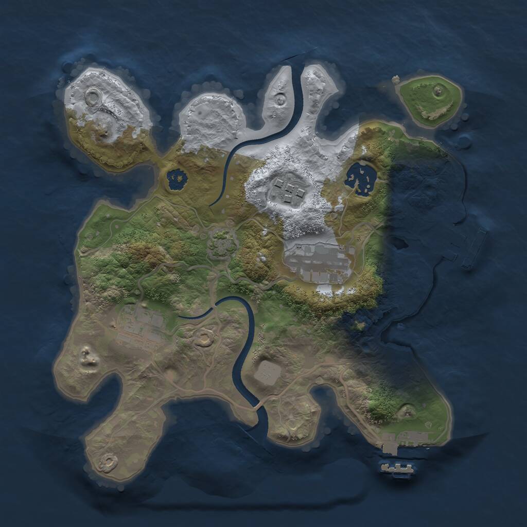 Rust Map: Procedural Map, Size: 2500, Seed: 585372188, 8 Monuments