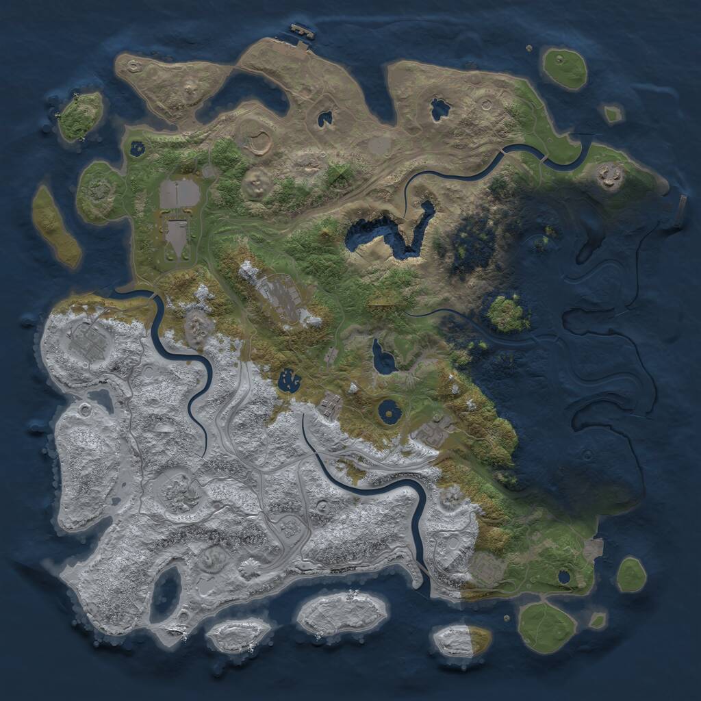Rust Map: Procedural Map, Size: 4500, Seed: 1333297901, 16 Monuments