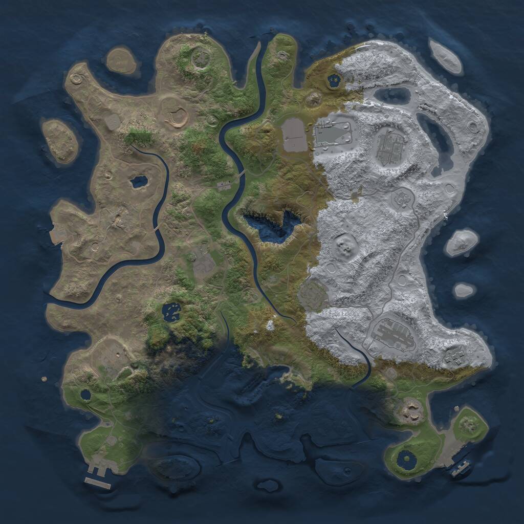 Rust Map: Procedural Map, Size: 4000, Seed: 46374, 16 Monuments