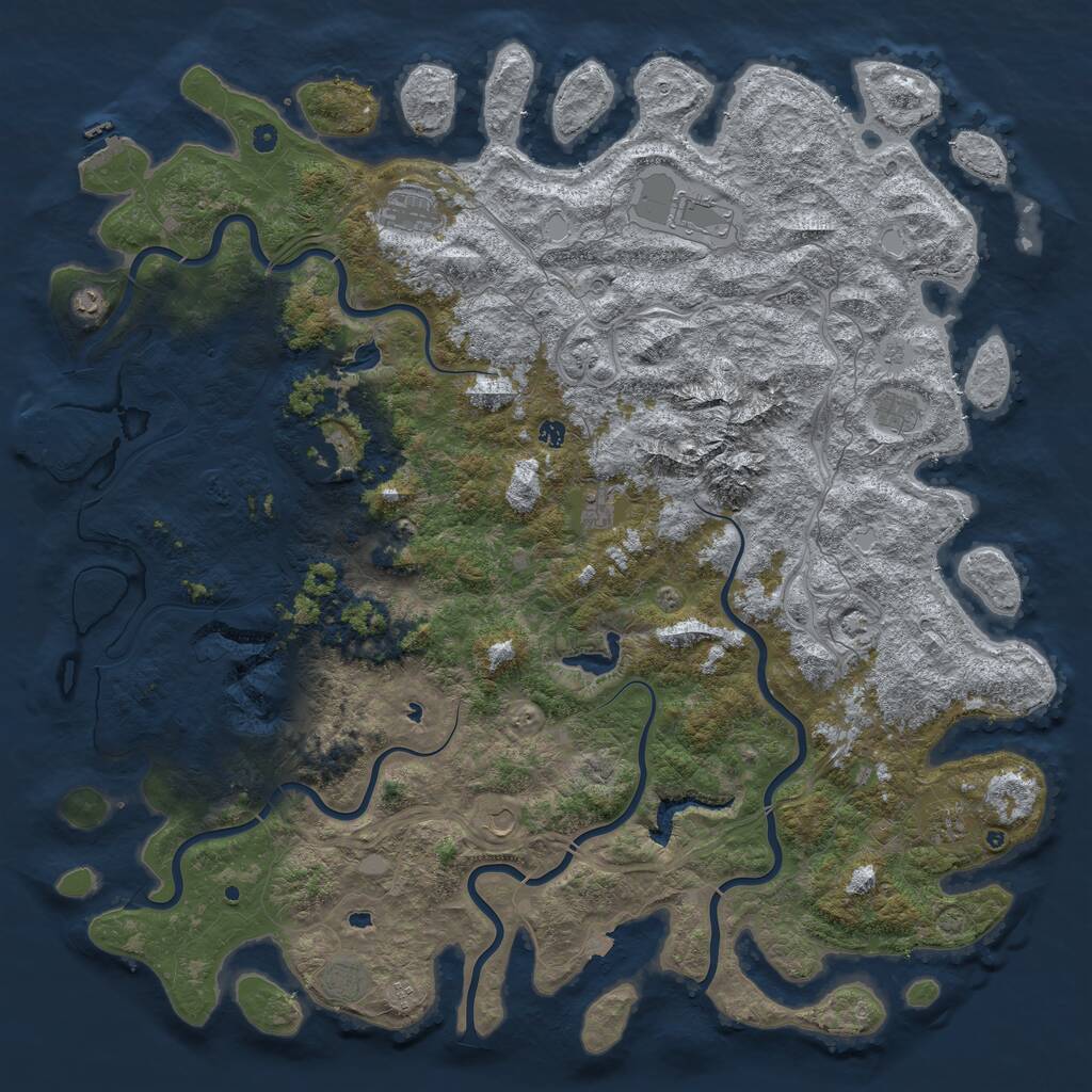 Rust Map: Procedural Map, Size: 6000, Seed: 49928088, 17 Monuments