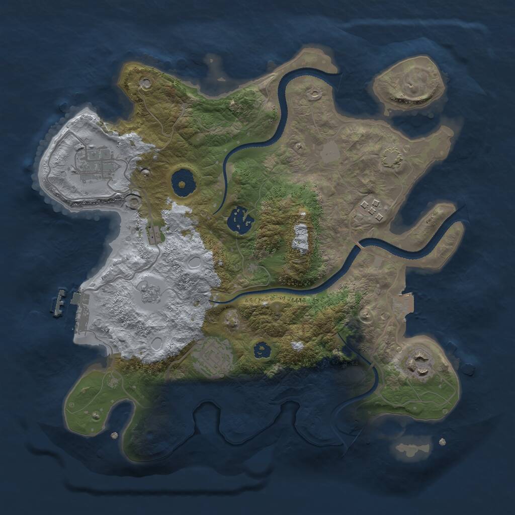 Rust Map: Procedural Map, Size: 3000, Seed: 1673254, 9 Monuments