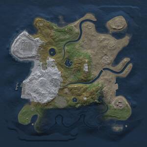 Thumbnail Rust Map: Procedural Map, Size: 3000, Seed: 1673254, 9 Monuments