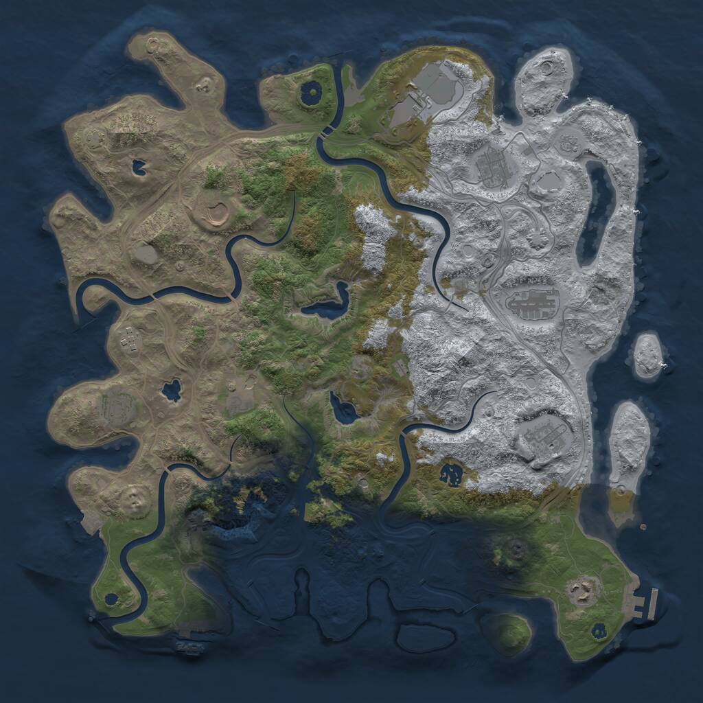 Rust Map: Procedural Map, Size: 4500, Seed: 24567898, 16 Monuments