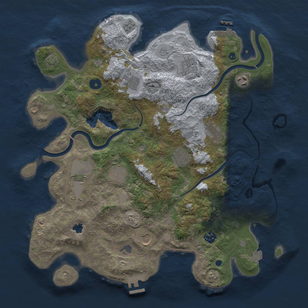 Rust Map: Procedural Map, Size: 4000, Seed: 7627, 16 Monuments