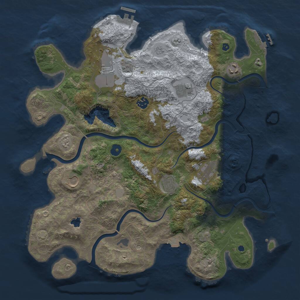 Rust Map: Procedural Map, Size: 4000, Seed: 7627, 14 Monuments