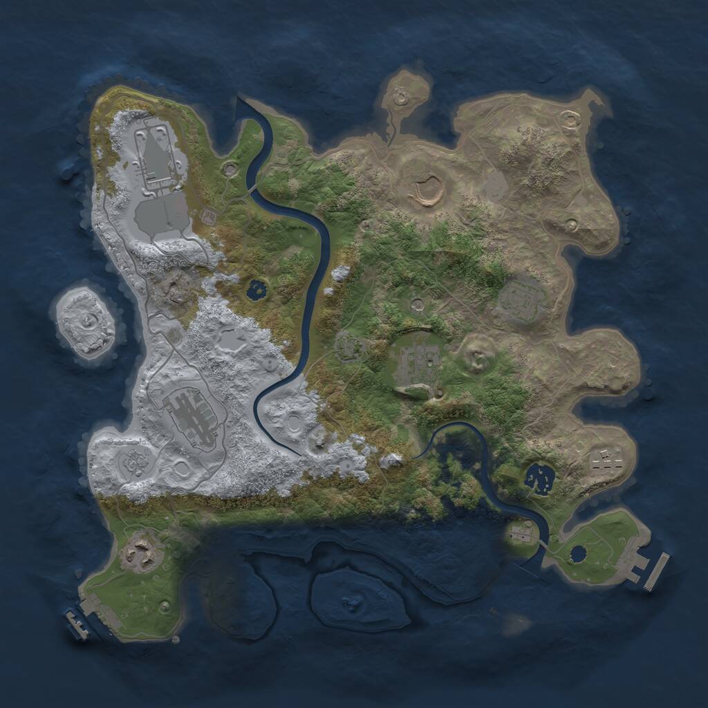 Rust Map: Procedural Map, Size: 3500, Seed: 357469861, 14 Monuments