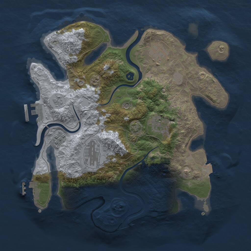 Rust Map: Procedural Map, Size: 3000, Seed: 676575768, 10 Monuments