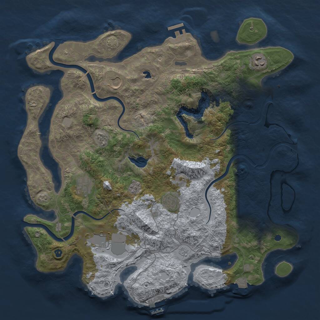 Rust Map: Procedural Map, Size: 4000, Seed: 585765962, 12 Monuments