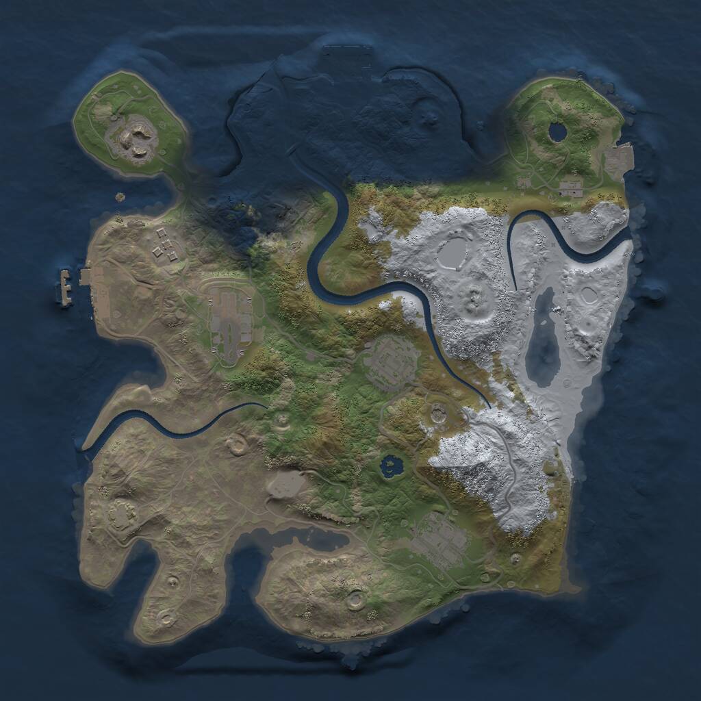 Rust Map: Procedural Map, Size: 3000, Seed: 1215369794, 10 Monuments
