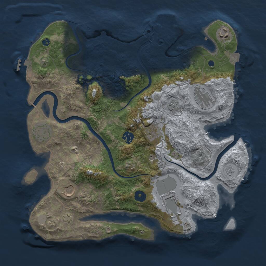 Rust Map: Procedural Map, Size: 3500, Seed: 81313414, 14 Monuments