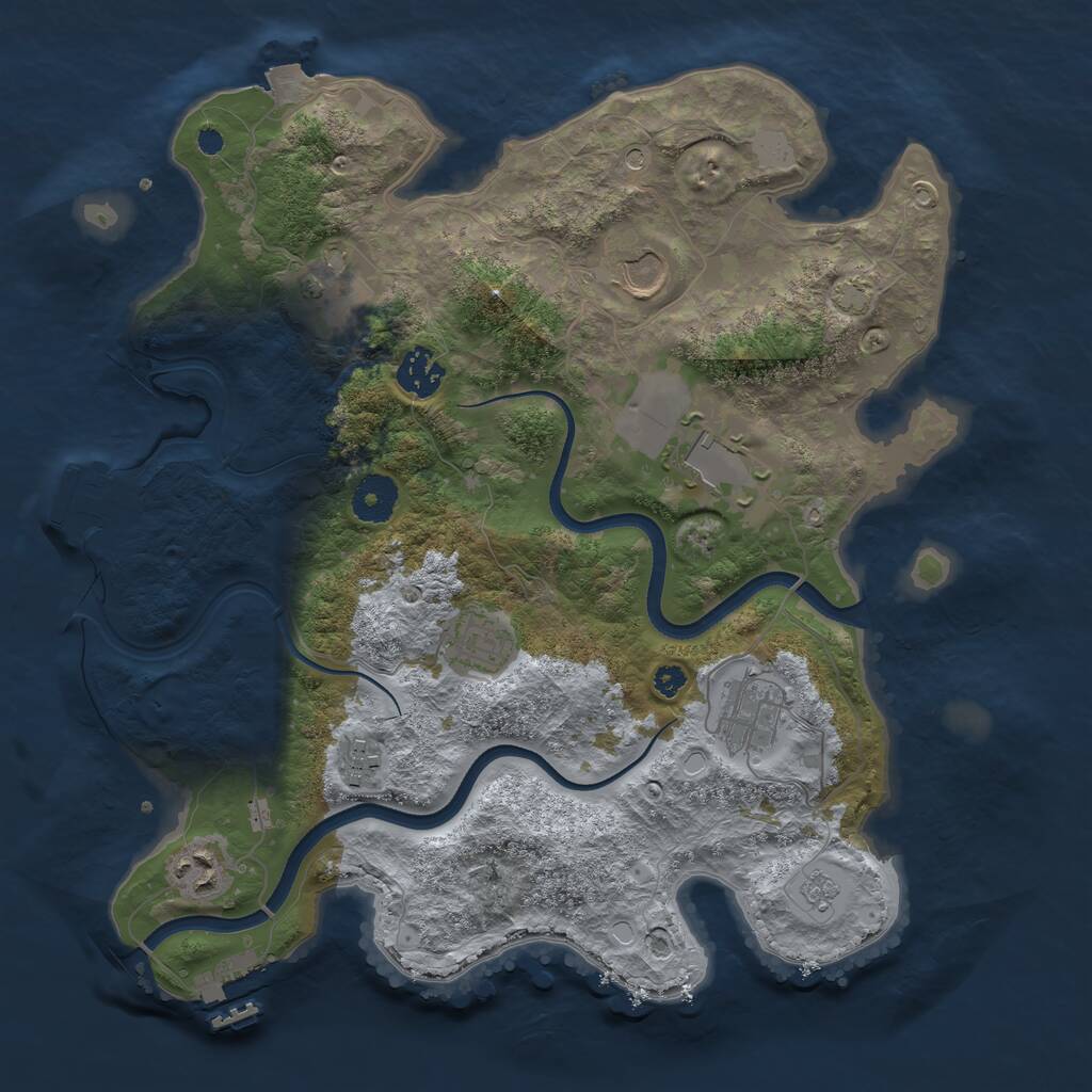 Rust Map: Procedural Map, Size: 3500, Seed: 467216905, 14 Monuments