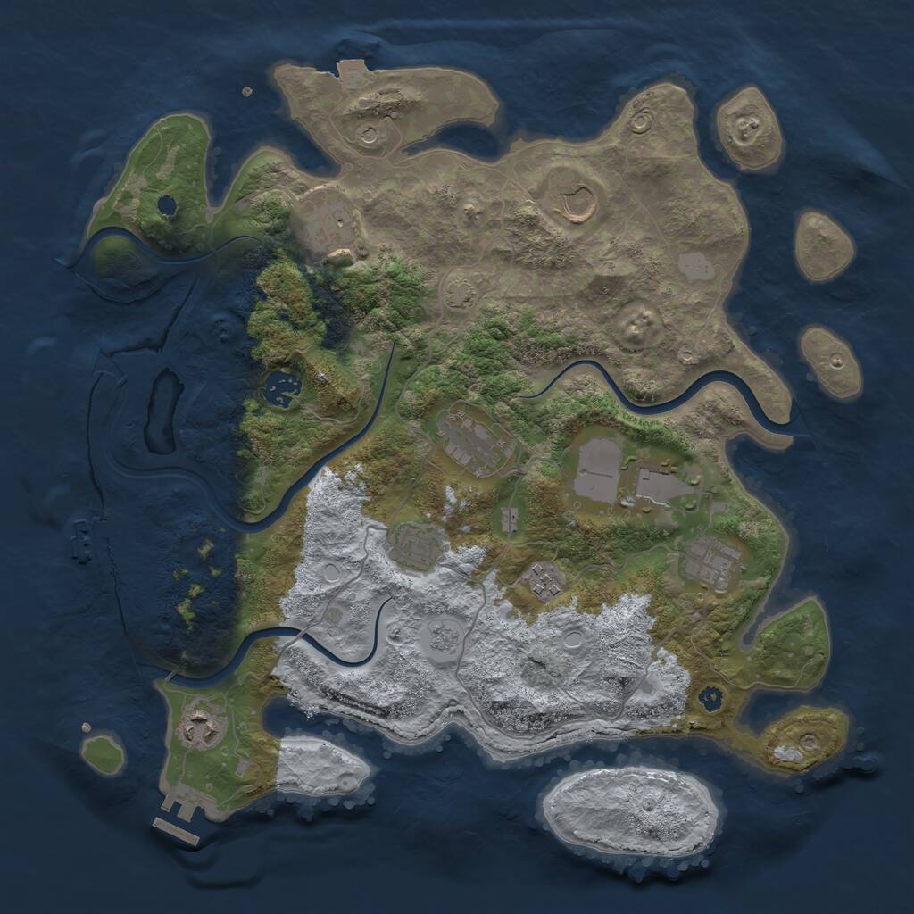 Rust Map: Procedural Map, Size: 3800, Seed: 1389424, 15 Monuments