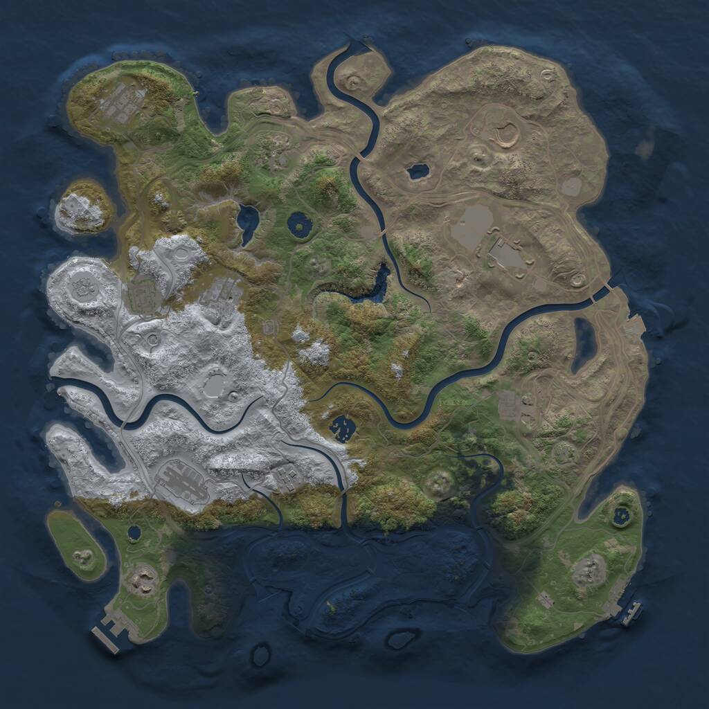 Rust Map: Procedural Map, Size: 4250, Seed: 1325470336, 17 Monuments