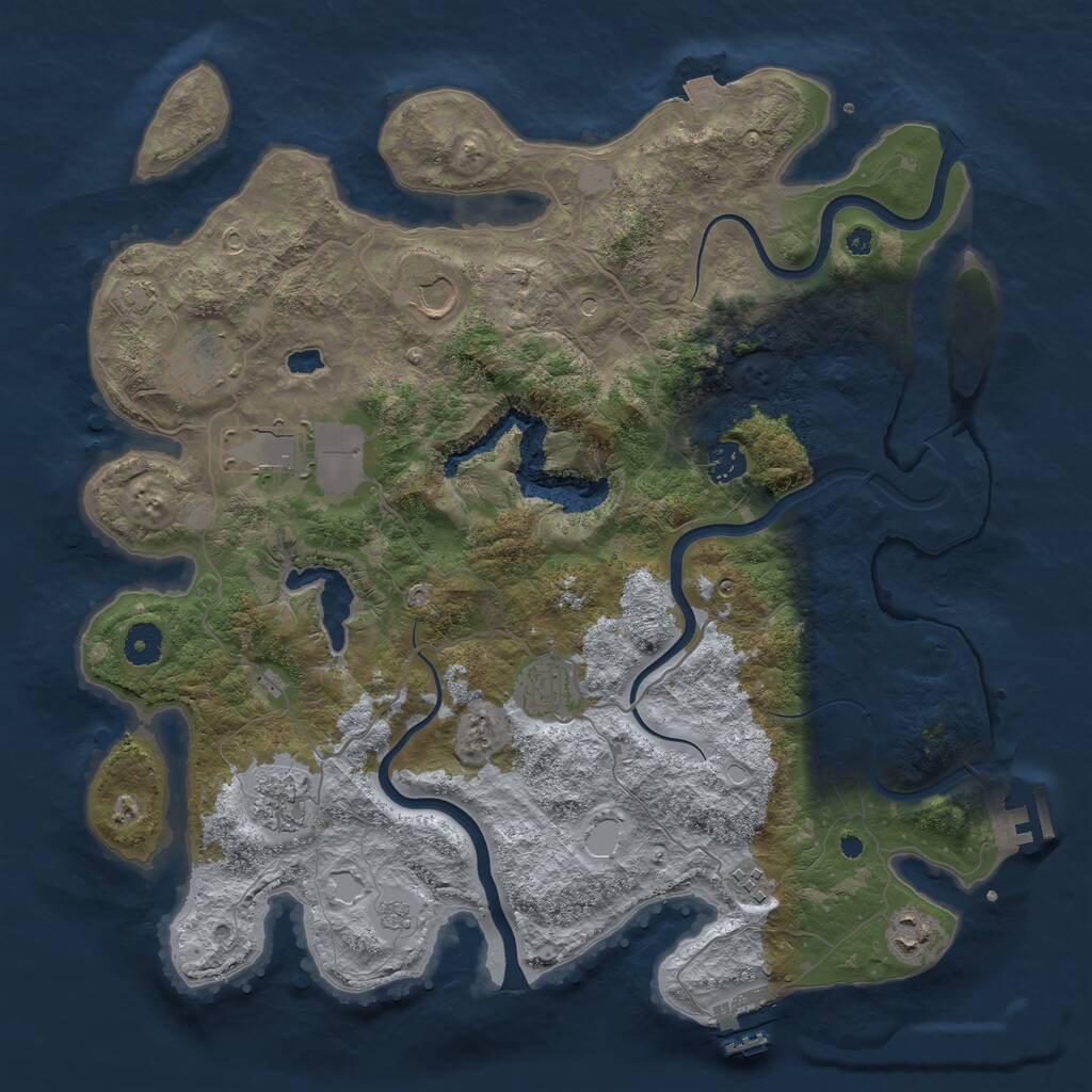 Rust Map: Procedural Map, Size: 4000, Seed: 4122615, 14 Monuments