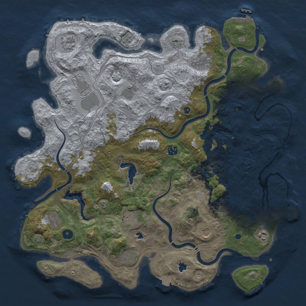 Rust Map: Procedural Map, Size: 4500, Seed: 939056670, 17 Monuments