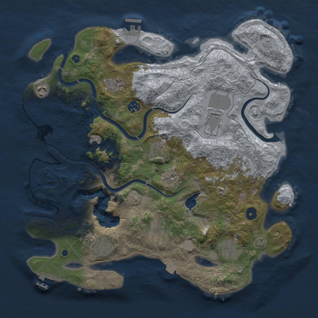 Rust Map: Procedural Map, Size: 4000, Seed: 251225, 16 Monuments