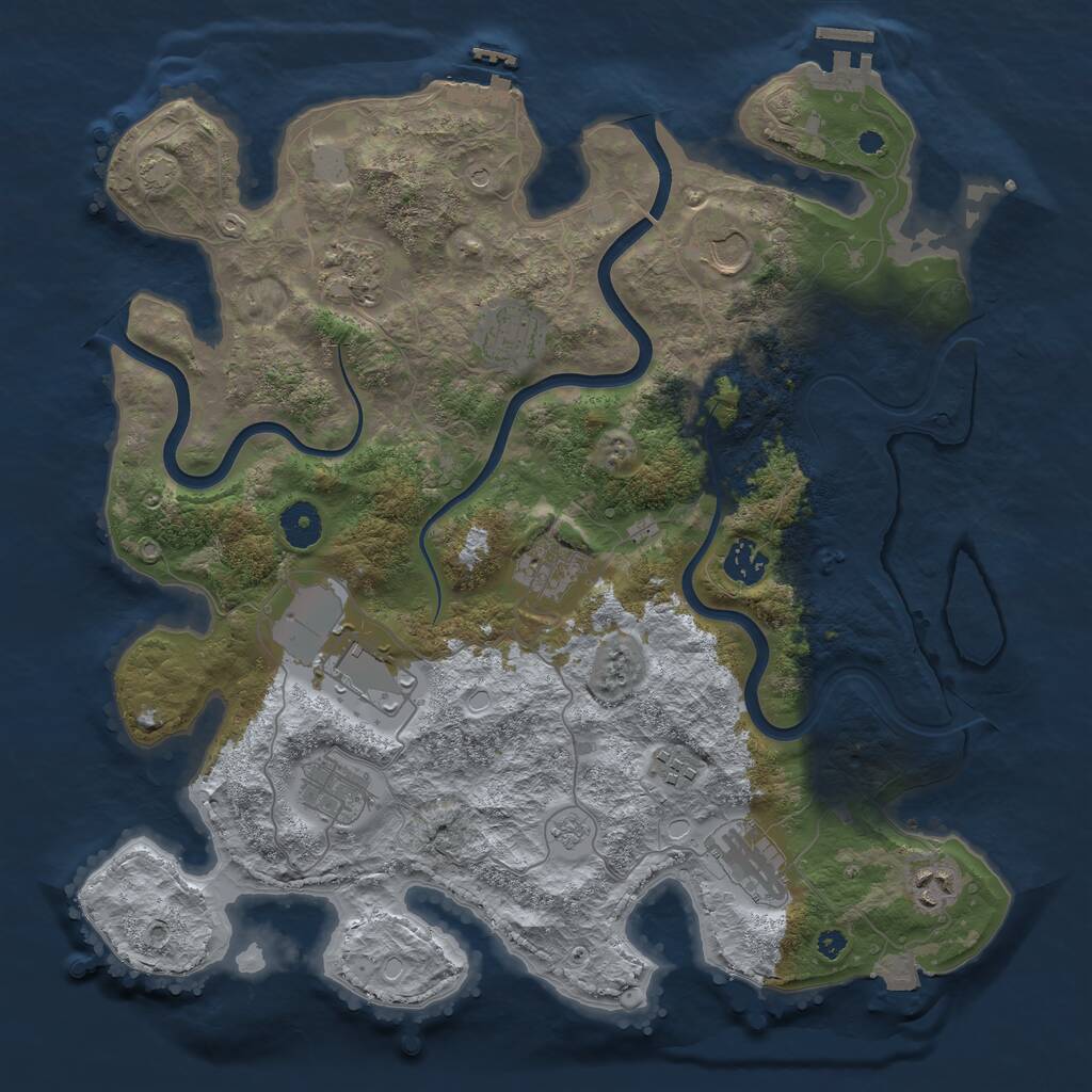Rust Map: Procedural Map, Size: 3800, Seed: 1827348704, 16 Monuments