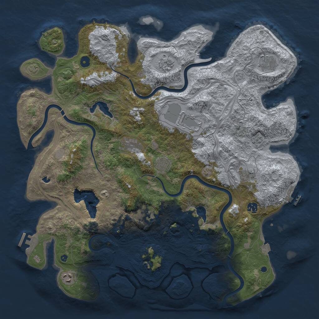 Rust Map: Procedural Map, Size: 4500, Seed: 697610109, 16 Monuments