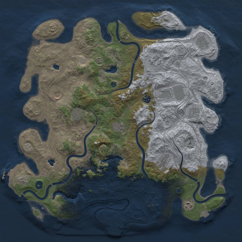 Rust Map: Procedural Map, Size: 4500, Seed: 1130553221, 17 Monuments