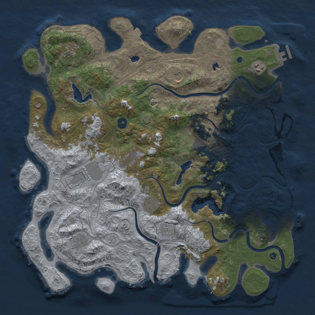 Rust Map: Procedural Map, Size: 4500, Seed: 435345, 15 Monuments