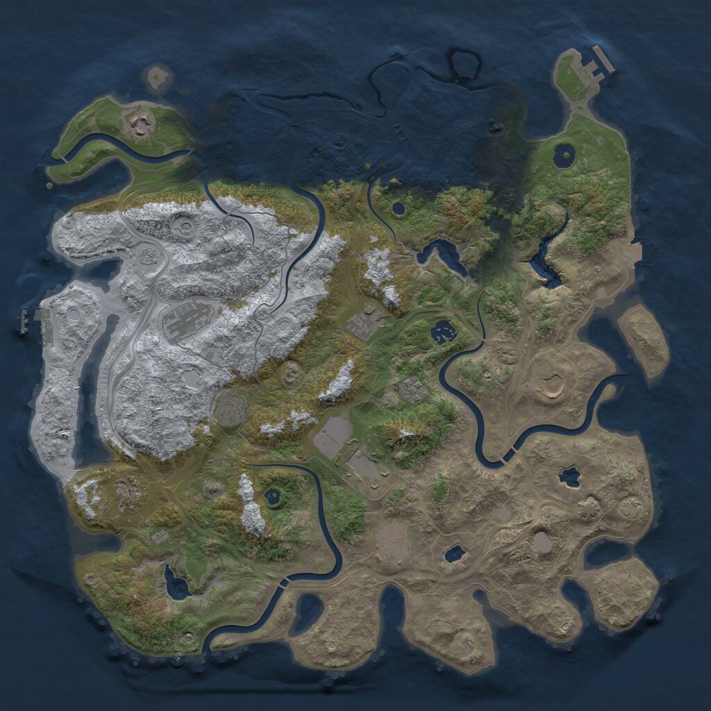 Rust Map: Procedural Map, Size: 4500, Seed: 905421389, 16 Monuments