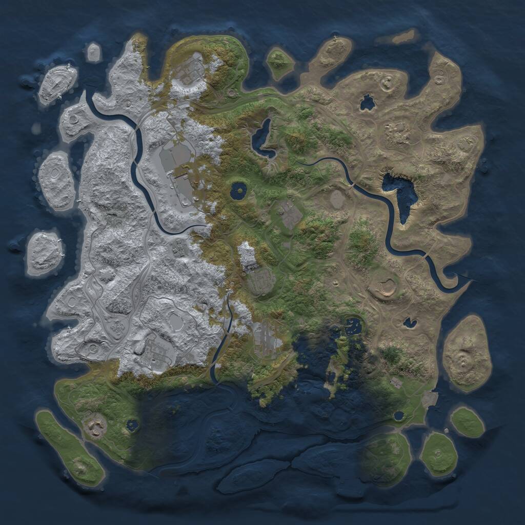 Rust Map: Procedural Map, Size: 4500, Seed: 184051648, 16 Monuments