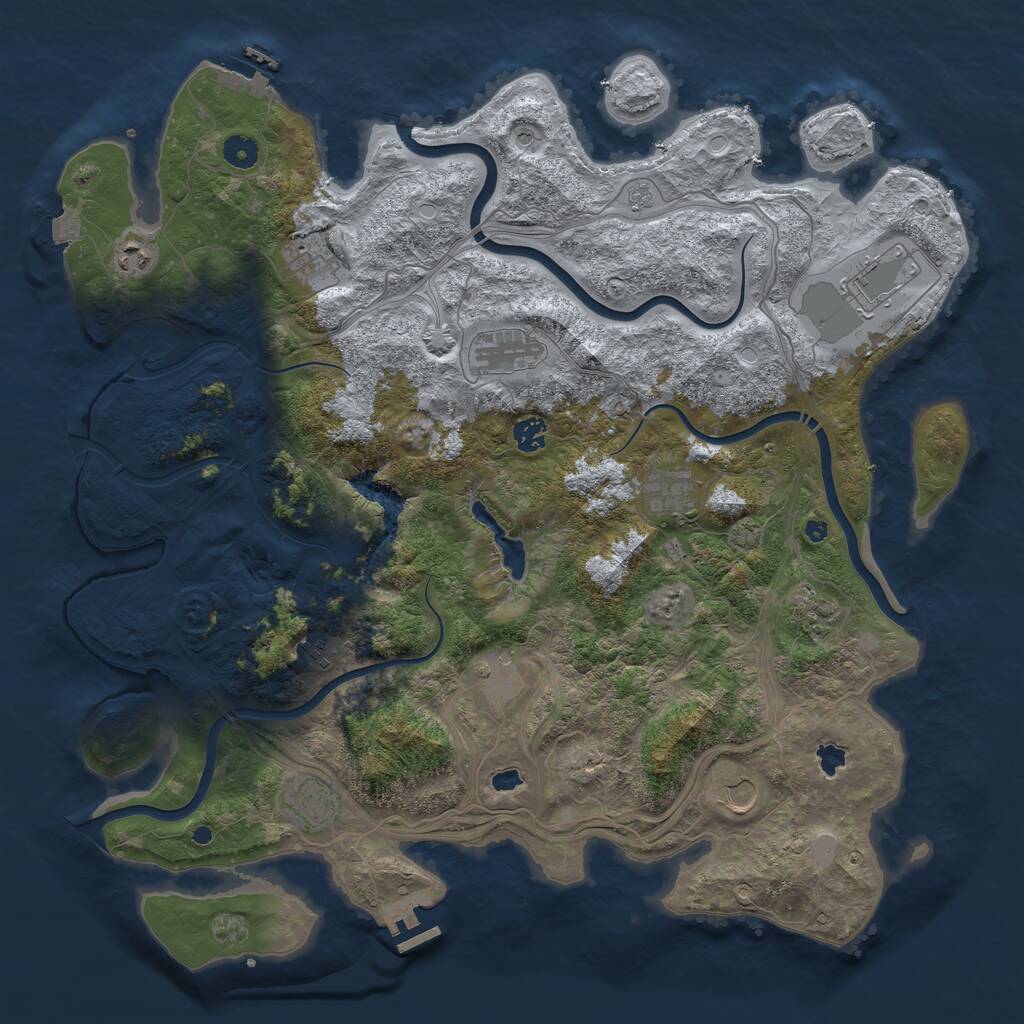 Rust Map: Procedural Map, Size: 4500, Seed: 1921142907, 17 Monuments