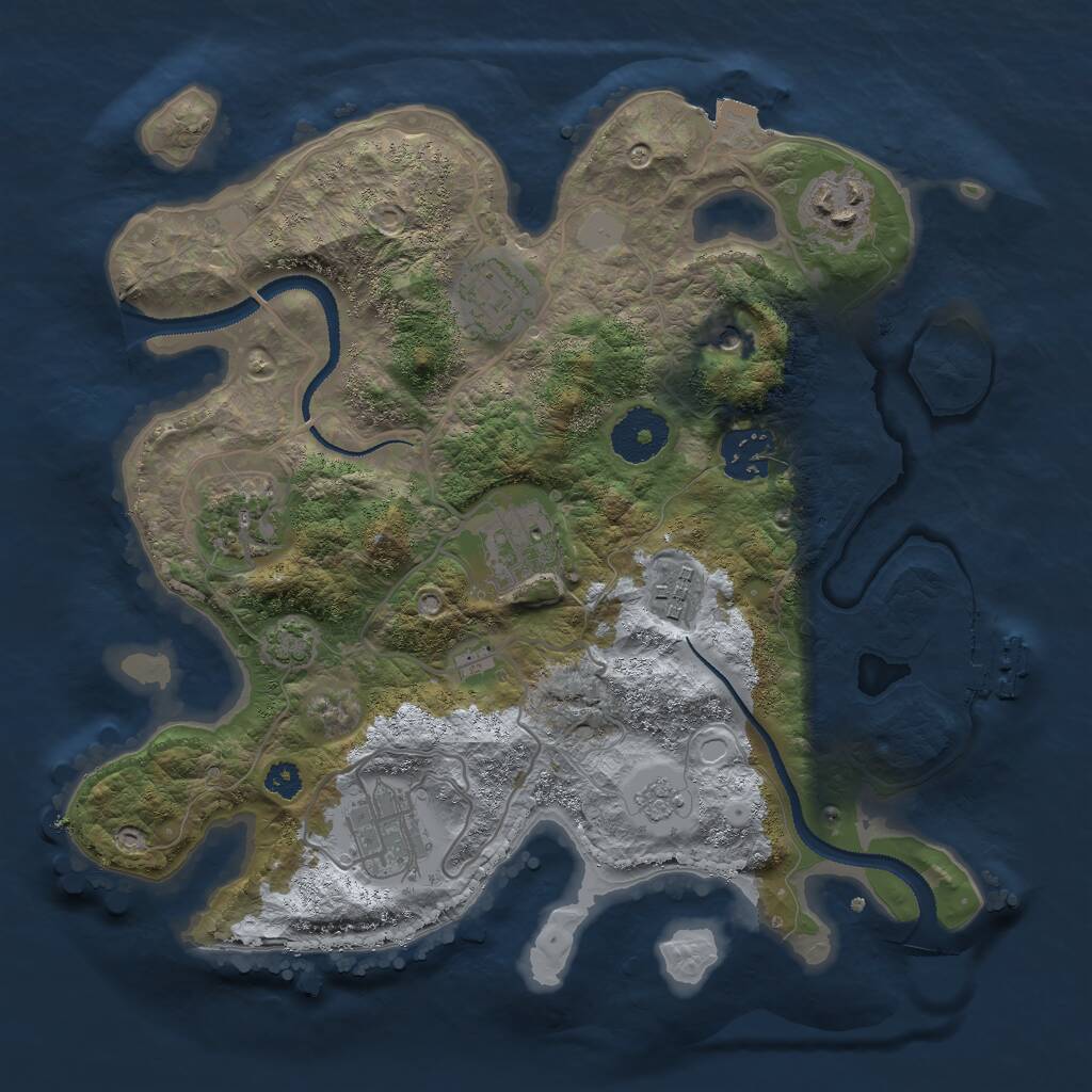 Rust Map: Procedural Map, Size: 3000, Seed: 34981, 12 Monuments