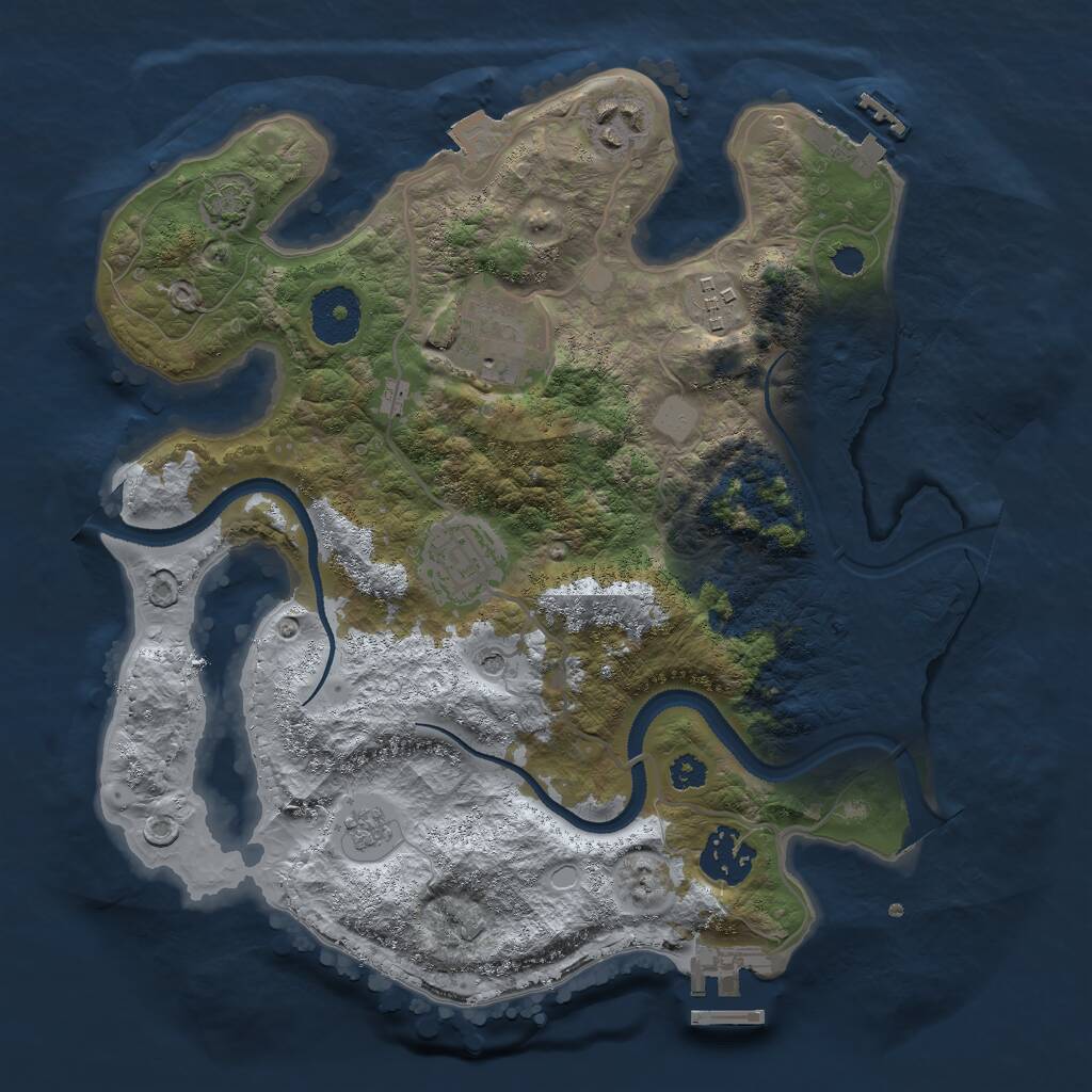 Rust Map: Procedural Map, Size: 3000, Seed: 64829731, 11 Monuments