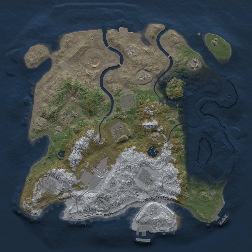 Rust Map: Procedural Map, Size: 3500, Seed: 139065091, 16 Monuments