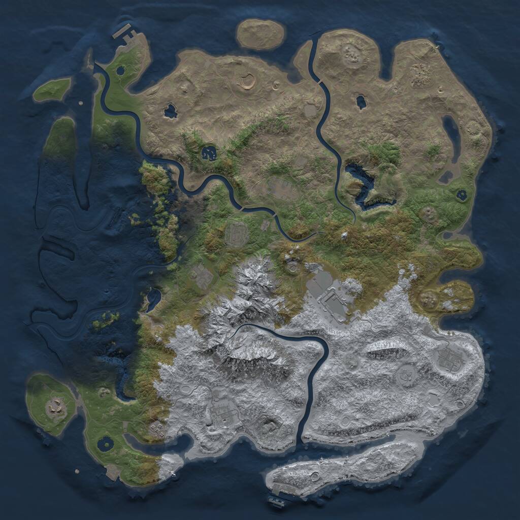 Rust Map: Procedural Map, Size: 5000, Seed: 1738584901, 17 Monuments